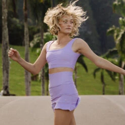 Periwinkle High-Waisted Swim Skirt -Swimwear Specialty Shop purple skirt side all